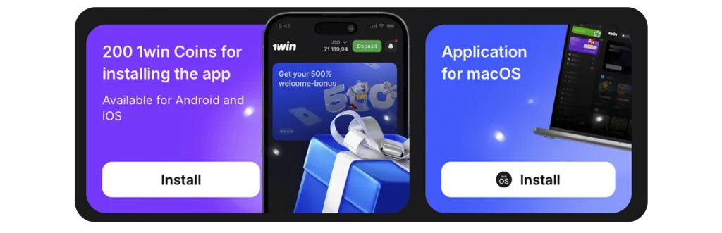 1win Android and iOS app in India